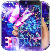 Purple Neon Butterfly 3D Theme-SocialPeta