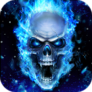 Blue Fire Skull Live Wallpaper-SocialPeta
