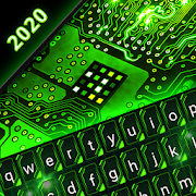 Green Light Cyber Circuit Wallpaper and Keyboard-SocialPeta