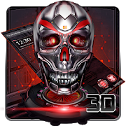 Neon 3D tech blood skull theme-SocialPeta