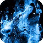 Blue Ice Wolf Theme-SocialPeta